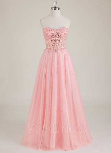 Strapless Sweetheart Rhinestone Sequins Tulle Ball-Gown/Princess Maxi Dress